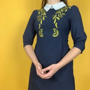 Formal Embroidered Navy Blue Dress